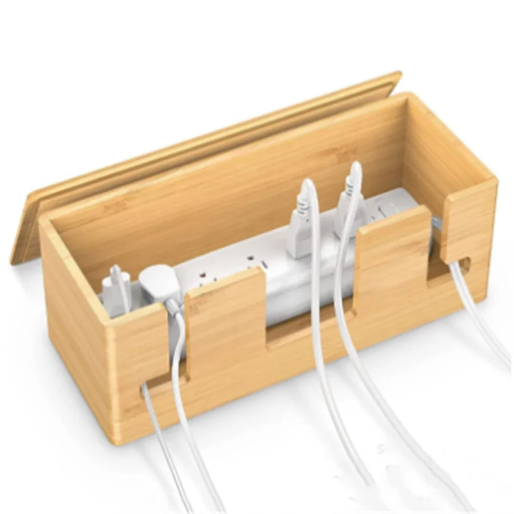 Bamboo wire storage box creative mobile phone data cable cable finishing box