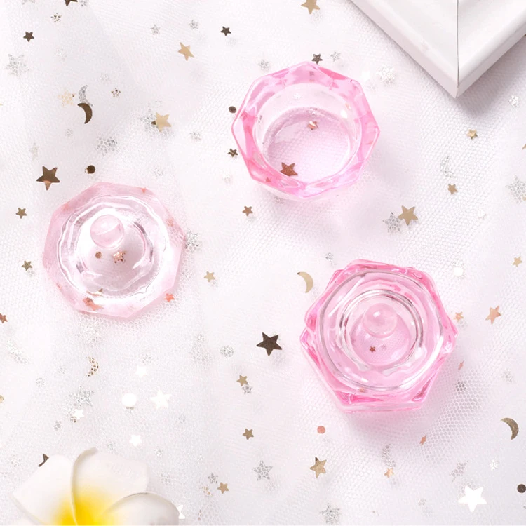 Crystal Pink Dapper dish for nail art acrylic liquid nail art liquid container glass dish
