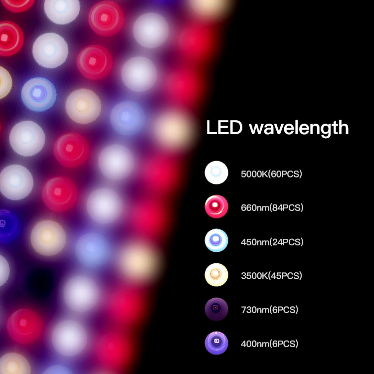 CFGROW 300W Full Spectrum Phyto Lamp LED Grow Light for Indoor Plants Flowers Greenhouse Growth Tent