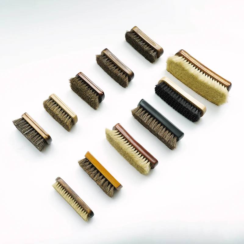 Luxury Horse Hair Shoe Shine Brush Set Large Size PP Material with Luxury Hand Design Long Pig Hair Cleaner for Suede Washing