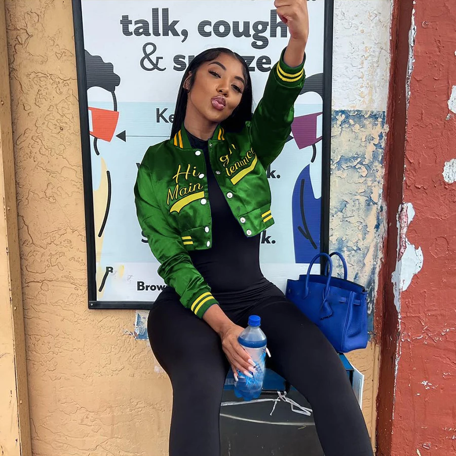 K22C22606 Custom Clothes Letterman Jacket Letter Embroidery Baseball Uniform Outfit Women Varsity Jacket