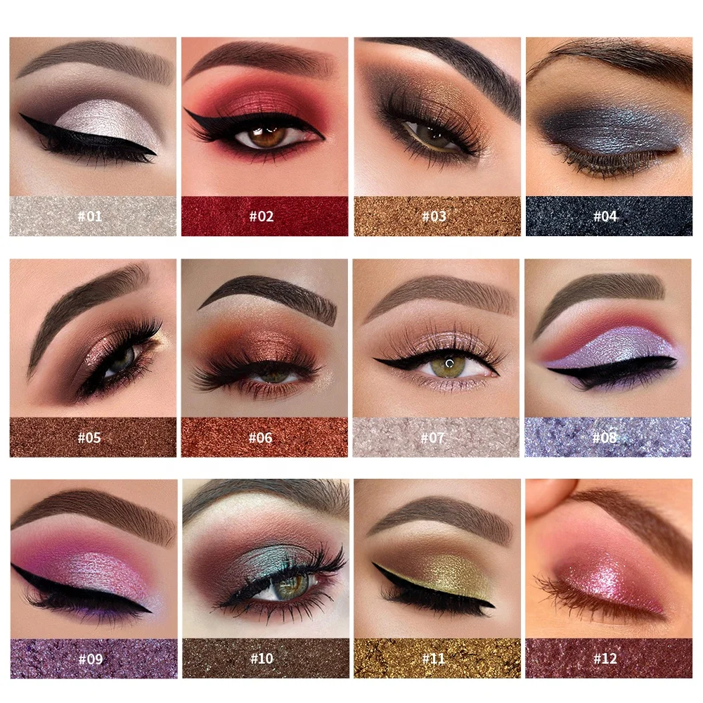 12 Colors Monochrome Potato Mashed Eyeshadow Glitter Shimmer Shining Lasting Metallic Eye Shadow Cosmetic