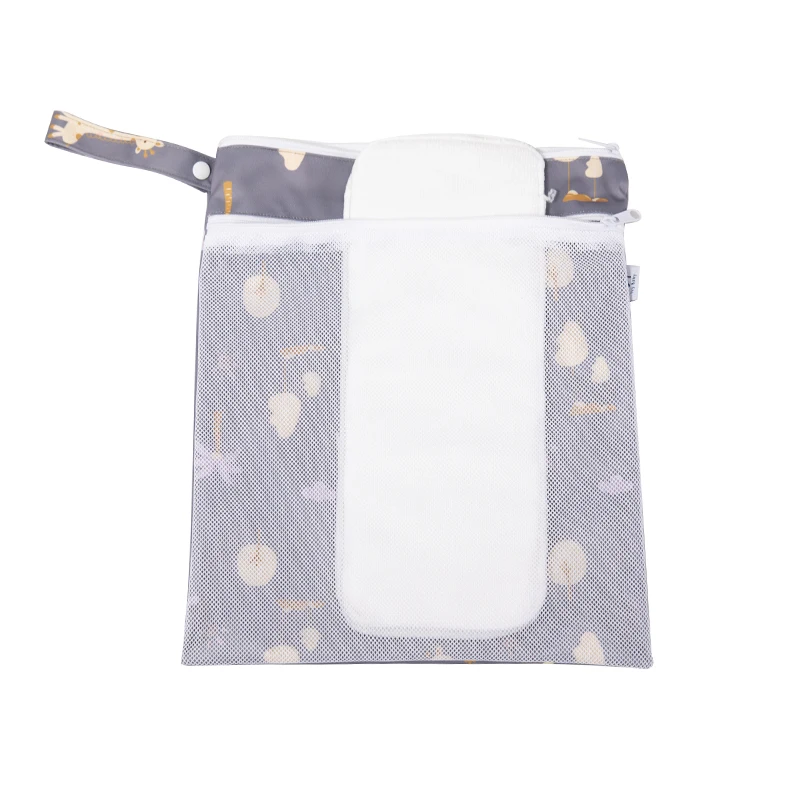 Babyshow Nappy Wet Dry Bag Double Handle Baby Stroller Hanging Bag Waterproof Washable Reusable Wetbag