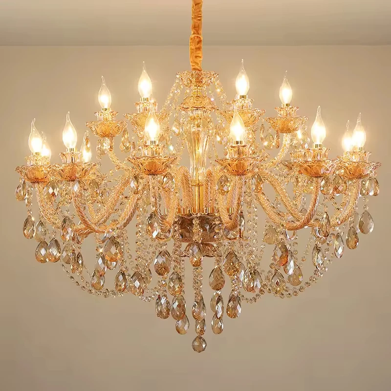 12+6 Arms  Crystal Dining Room Lights Chandelier Pendant Hanging Interior Decoration