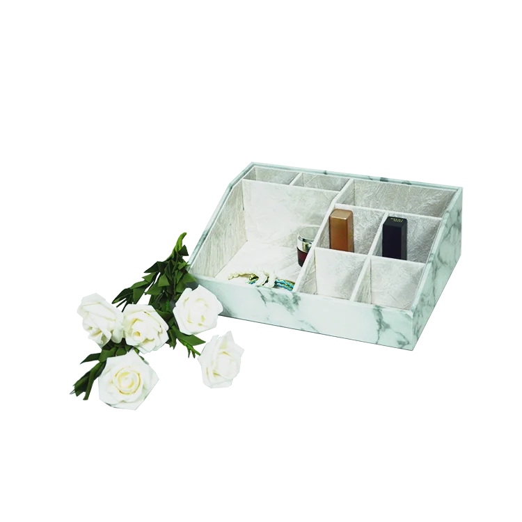 2022 marble pu leather design Makeup Organizer for Vanity Makeup Storage for brush Desk Organizer for Makeup Tools