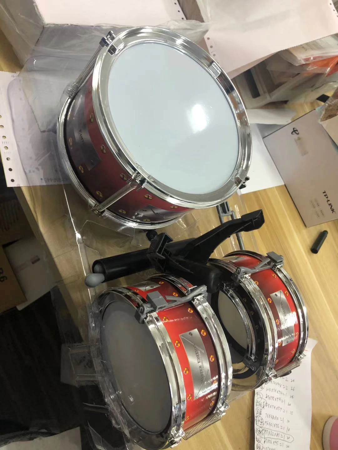 High quality kid drum kit educational music Desktop jazz drum set electroplate drum toy