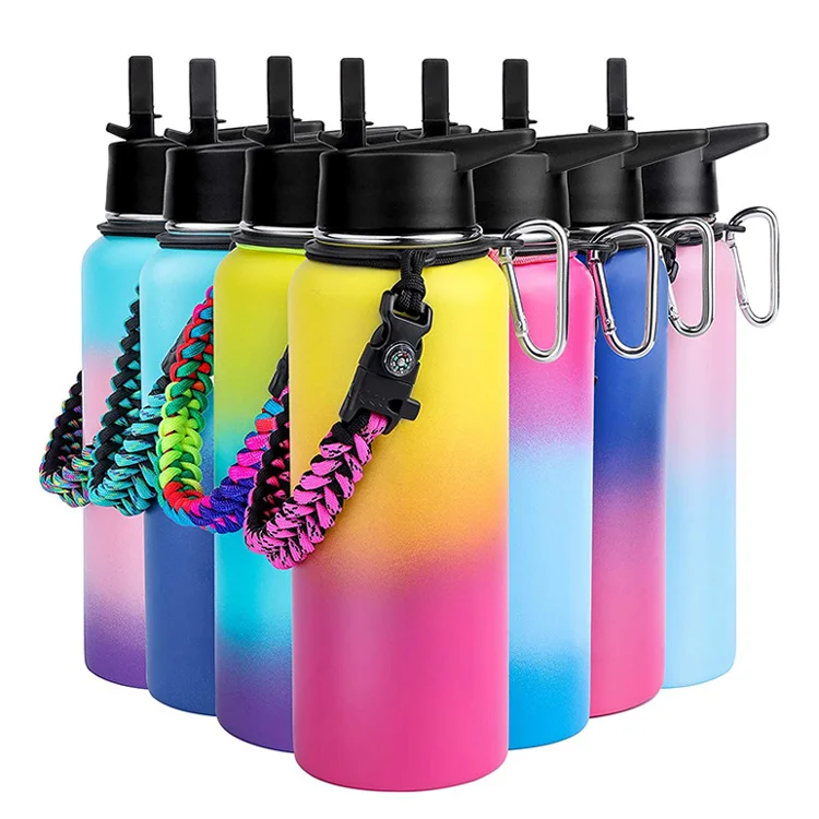 304 Gallon 2 Liter Stainless Steel Wide Mouth Water Jug 128 Oz Insulated Water Bottles Handle Jug Arabic Vacuum Flask Bottle Set