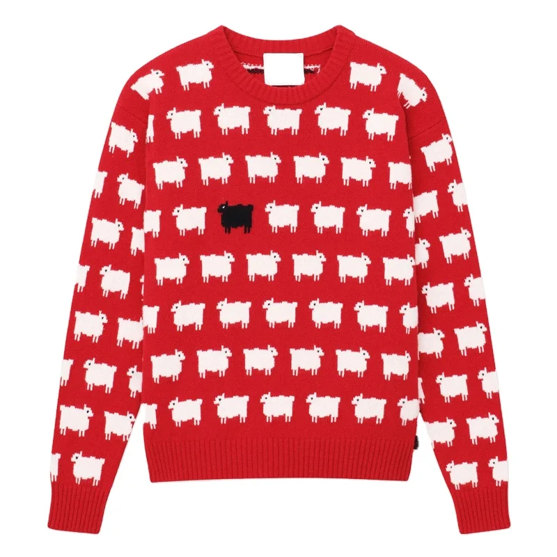 Factory custom  jacquard knit  black sheep sweater jumper princess diana sweater