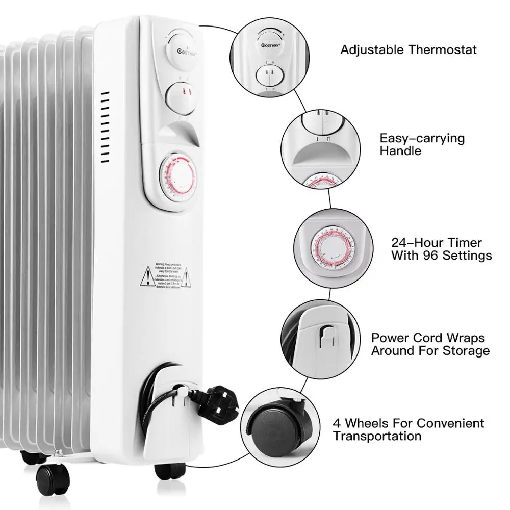 china ningbo supplier portable room 2500W 3 heating electric oil-filled radiator