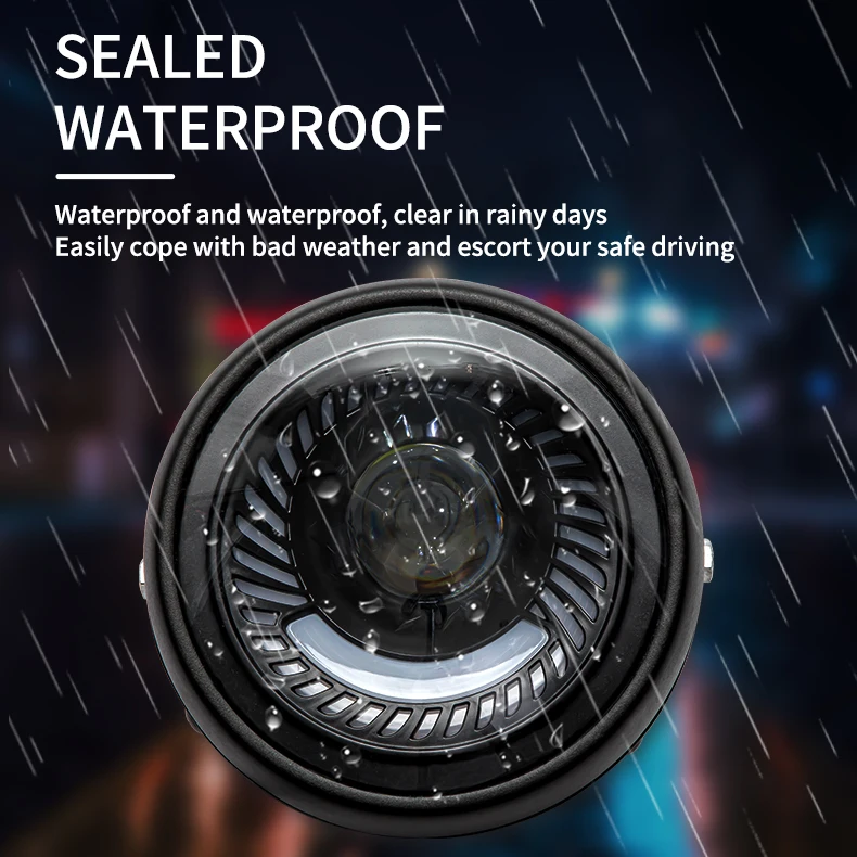 Wholesale Vintage Round Shape LED Headlamp Motorcycle 6.5 Headlight Motorcycle Modification Universal Purpose 6500k 26W+12V