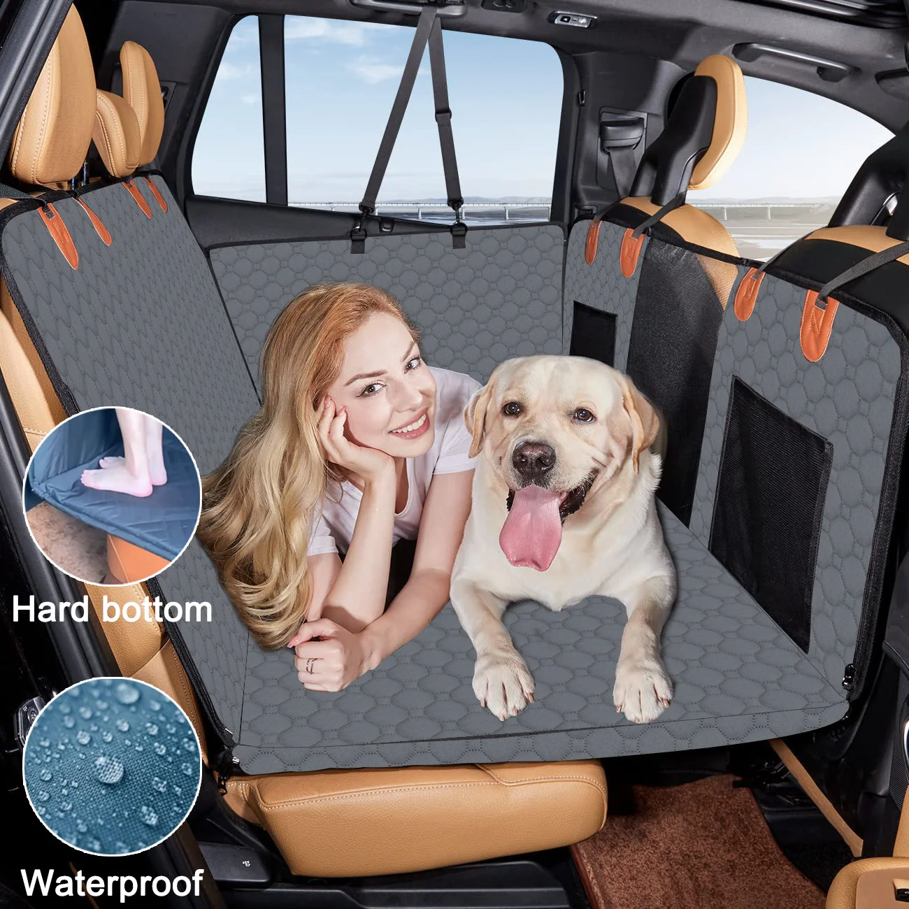 Large Sturdy Extender Backseat Waterproof Dog Car Seat Cover For Cars Trucks And SUVs