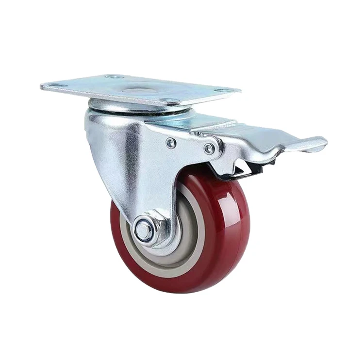 Red PVC Swivel Hand Trolley Brake Castor 75mm 100mm 125mm
