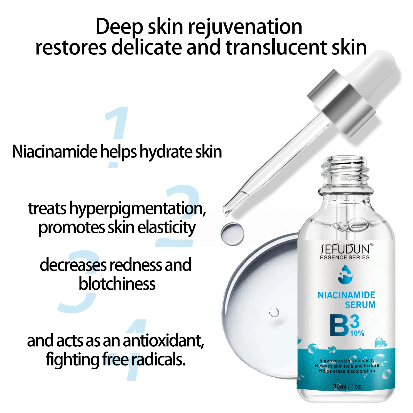 SEFUDUN Original Skin Care 10% Niacinamide Serum Bulk Private Label Hydrating Anti-Aging Niacinamide Serum for Face and Body