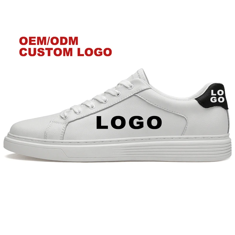 Leather custom logo per uomo mini plain white printed breathable sneakers dress pu sneakers casual shoe for men free shipping