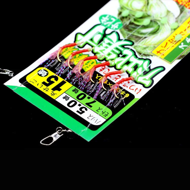 Amazon hot sale  whole price  luminous lures sabikys hooks saltwater fishing sabiki rig  size 14