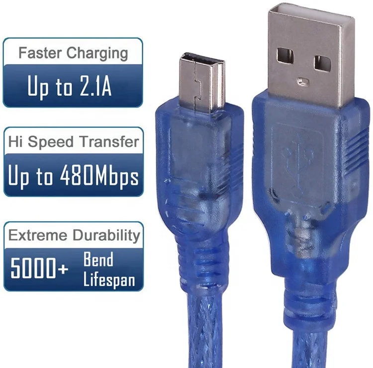 1 5 м usb 2 0 синий ПВХ плетеный ПК MP3 тип A штекер к Mini B Pin зарядный кабель для камер