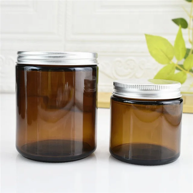 Сделанная на заказ Высококачественная банка для свечей из янтарного стекла 8 унций с металлической крышкой