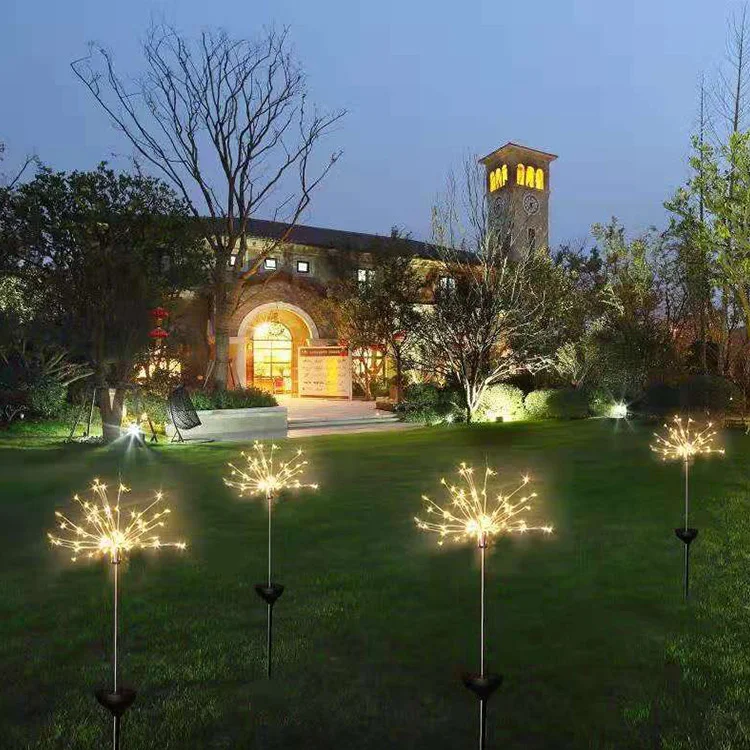 Outdoor Garden Decorations Lighting Copper Wire Micro 120 led Christmas Festival Solar Firework Light