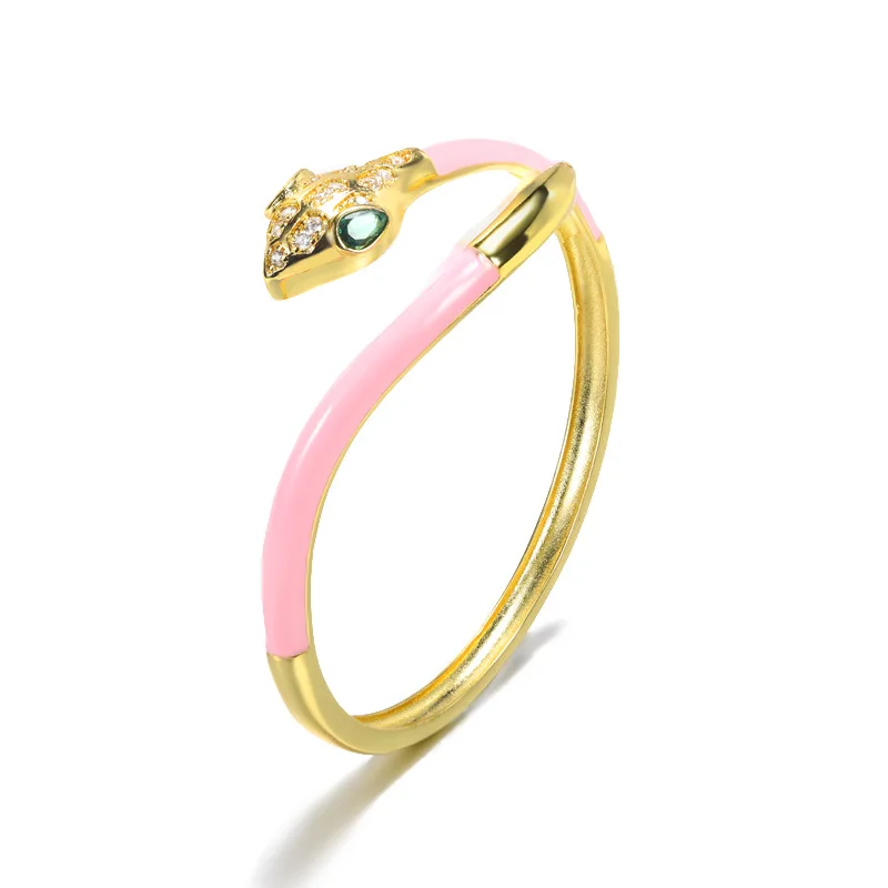 New Korea SimpleNew Design Fashion Bohemian Style Colorful Dripping Animal Snake Shaped Design  Bangle Bracelet Women Ladies