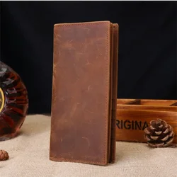 Мужской кожаный клатч crazy horse на заказ, кошелек из коровьей кожи, длинный мужской кошелек