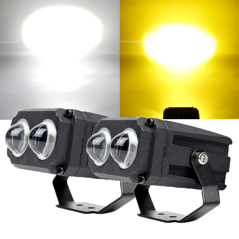 New Mini fog light External Dual-Color Led Work Light Mini Driving Light Dual Color with Two Lens