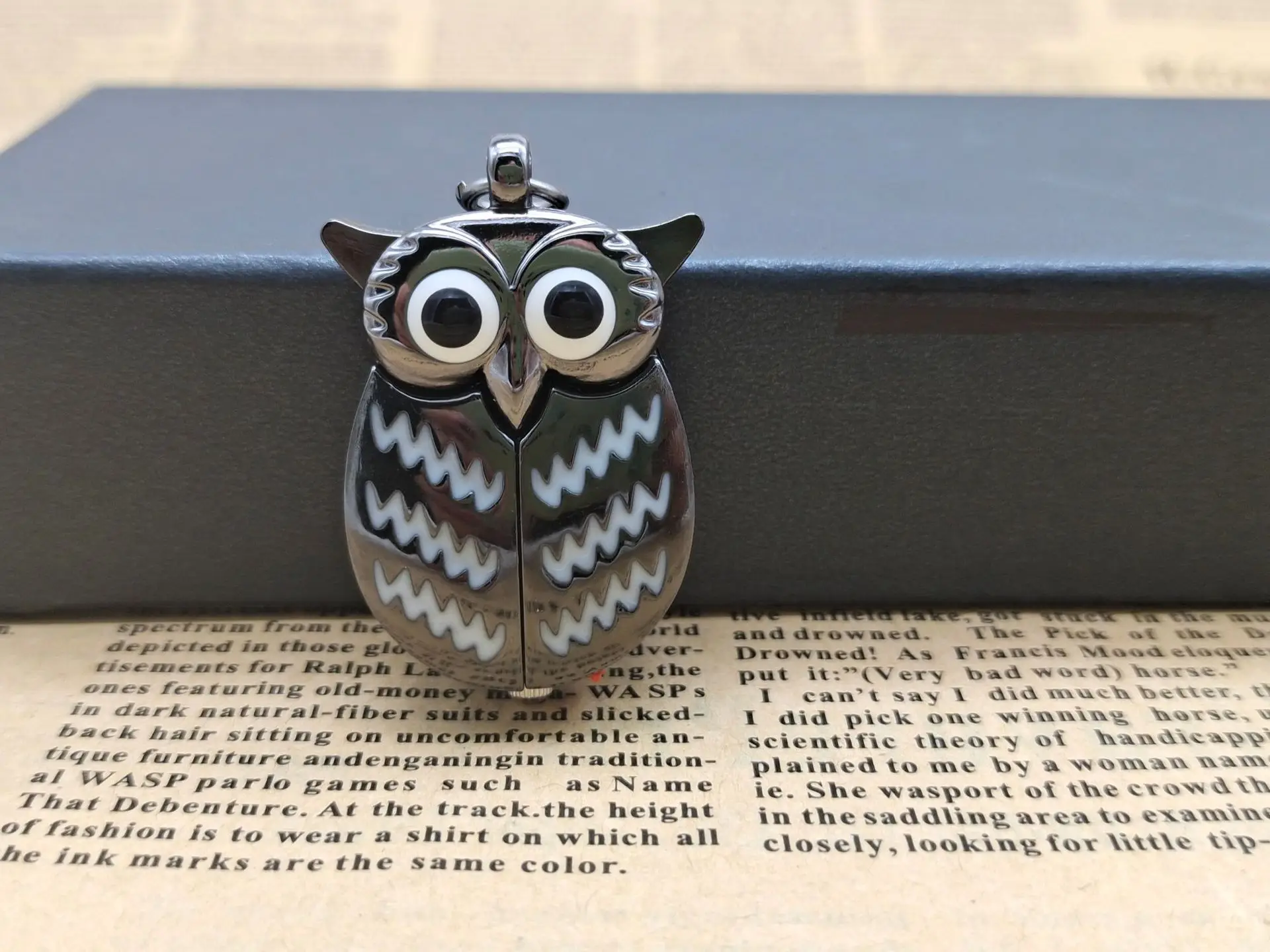 Vintage Watch Necklace night owl shaped Mechanical Pocket Watch Clock Pendant Hand Winding Men Case Antique