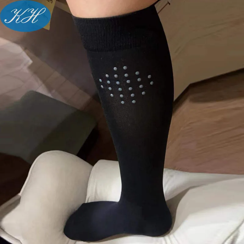 Custom Logo Horse Riding Jacquard Silicone Printing Socks Equestrian Knitting Knee High Socks Unisex