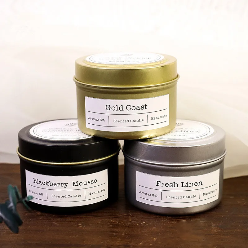 wholesale custom 2oz 4oz 6oz 8oz candle vessels with lid empty round candle containers metal tin can jar for soy candle