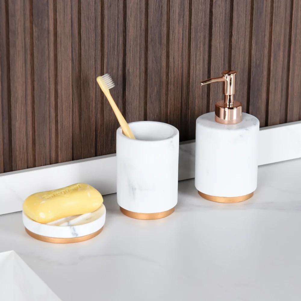 Wholesale Promotional Plastic Bath Accessory Complete Set  Simple Bathroom Accessories Set 3 Pcs Ba014s04