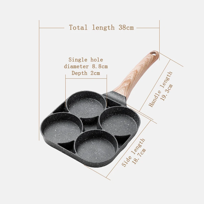 
4-hole Omelet Pan for Burger Eggs Ham PanCake Maker Frying Pans Creative Non-stick No Oil-smoke Breakfast Grill wok Cooking Pot 
