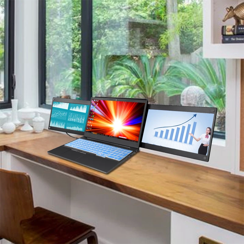 Triple Portable Monitor 13.3 inch double 1920*1080px lcd for multi-display share-design-edit-live Etc dual screen for laptop