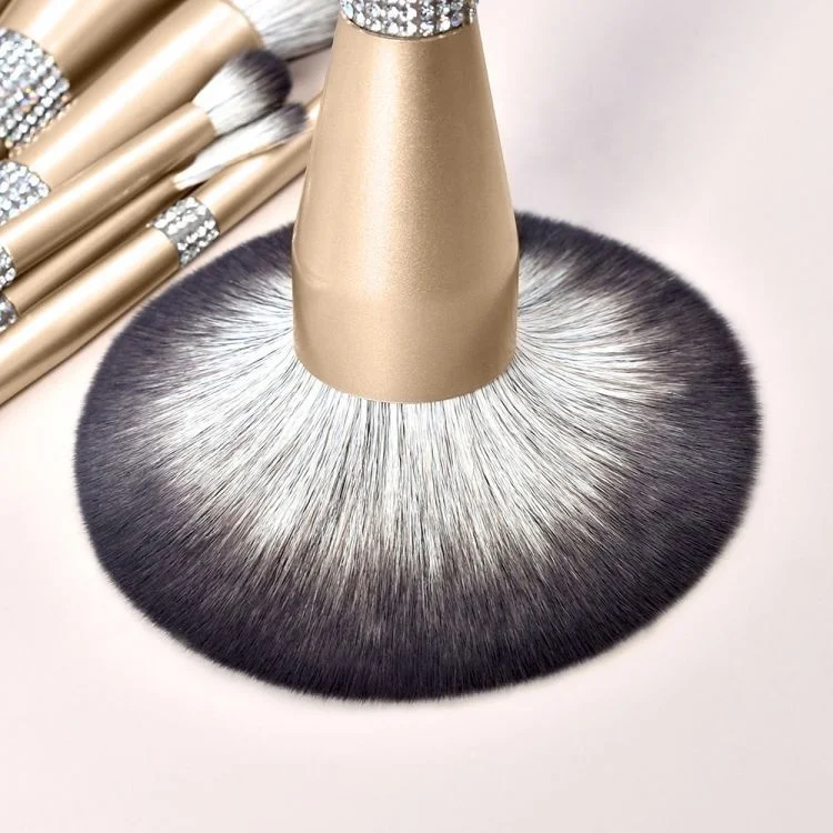 Synthetic Hair Best Free Samples High End Wholesale 12 pcs Diamond Gold Crystal Gift Gold Luxury Bling Makeup Brush Set
