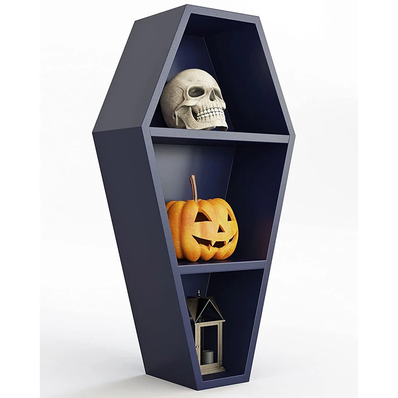 Large Wood Coffin Shelf 20x11x5 Spooky Gothic Decor for Bathroom   Living Room or Bedroom- Black -  Comes Fully Assembled