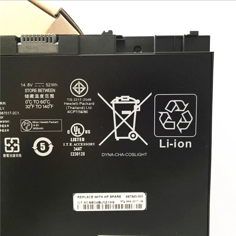 BT04XL Original laptop battery  14.8V 3400mAh (52Wh) 4cell for HP EliteBook Folio 9480m 9470m  Laptop battery