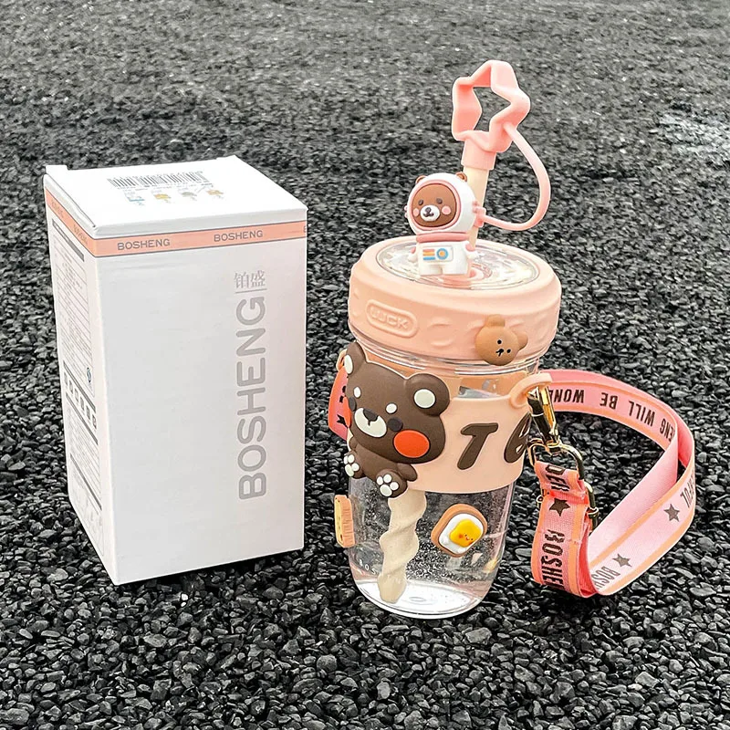 17oz Cute Cartoon Plastic Drink Water Bottle With Dust Stopper Bpa Free Kids Sippy Cup