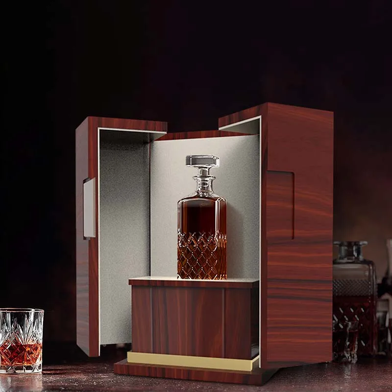 New Product custom luxury red wine foldable wine gift box double open wooden wine bottle box