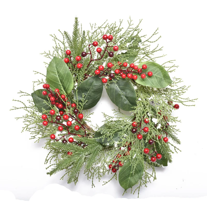
40 cm crabapple leaves garland christmas wreath ornaments for door home decor 