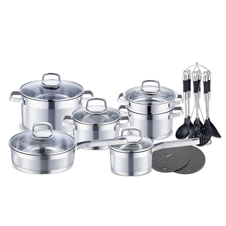 China manufacturer low price stainless steel amc cookware list for dinner set