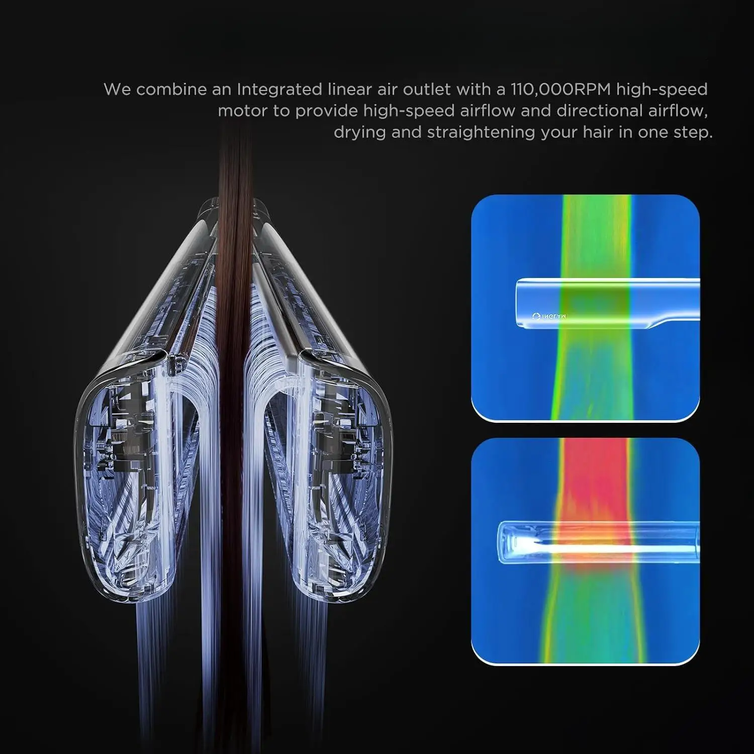 No Heat Damage wet-to-dry Dual use airflow fast styling NTC Intelligent Heat Control No Hot Plate air hair straightener styler