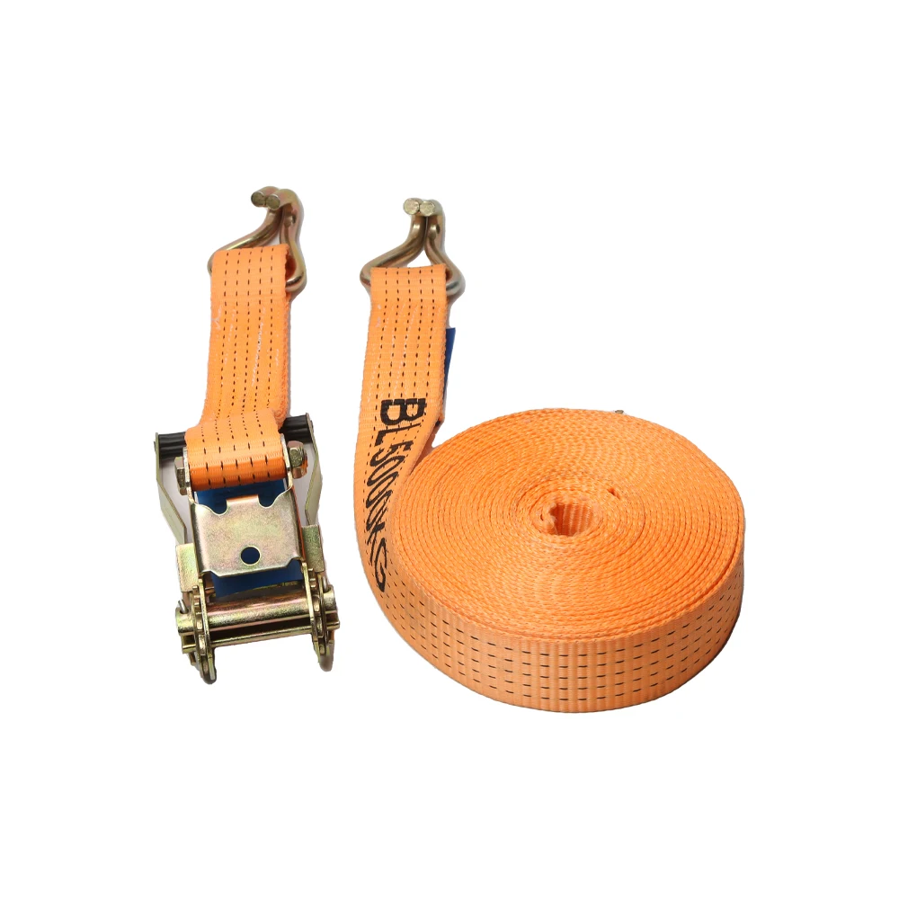 50mm 10m 5ton Transportation spanngurt cargo lashing belt with double J hook rachet strap ratchet tie down