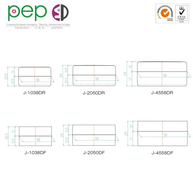 Factory Directly 45 ml Plastic Cosmetic Clear PS Jar with Black ABS Lid J-4558DF