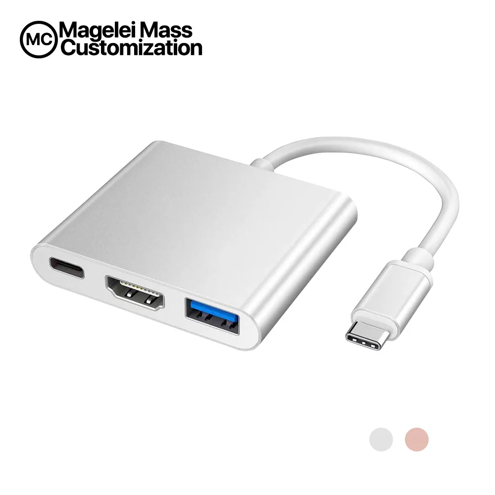 High Speed 3 in 1 USB Type C Hub Multi Port Adapter with 4K HDMI USB 3.0 and PD for MacBook Chromebook and Nintendo Switch