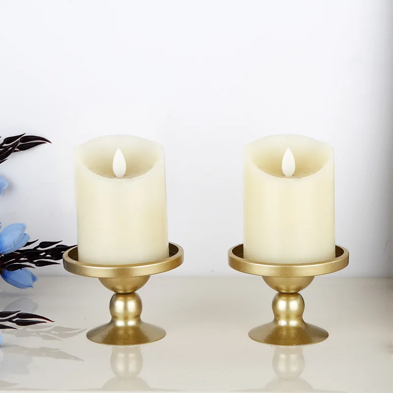 2 pcs Metal Black/Gold Taper Candle Holder, 2 in 1 Pillar Candle holder for Wedding,Dinning,Party, Fits Thick Candle Candlestick