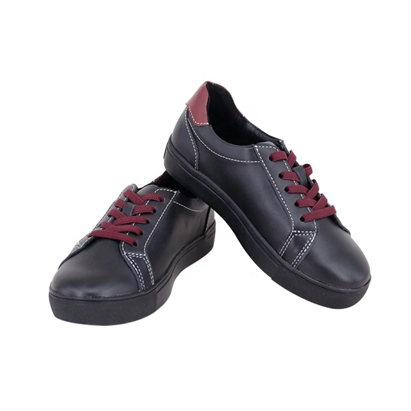 Wholesale Custom High Quality Black Leather Upper Slip on Boys Casual Shoes