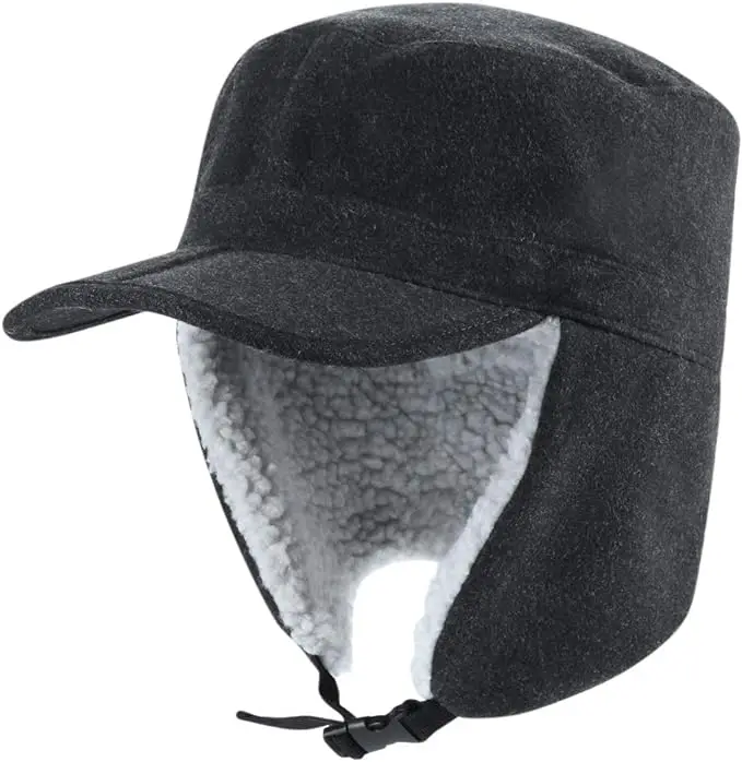 Fleece Warm Trapper Baseball Hat with Visor Skiing Cycling Trooper Windproof Cold Weather Outside Hiking Cap
