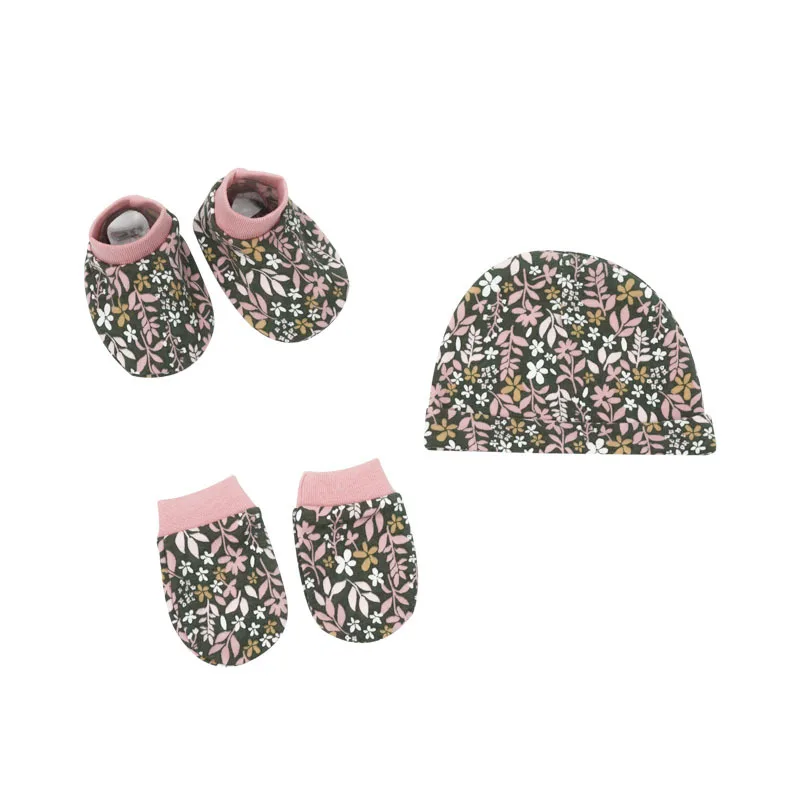 Оптовая продажа, 3 в 1, новые детские носки, варежки, подарочный набор, хлопковая детская шапка для новорожденных