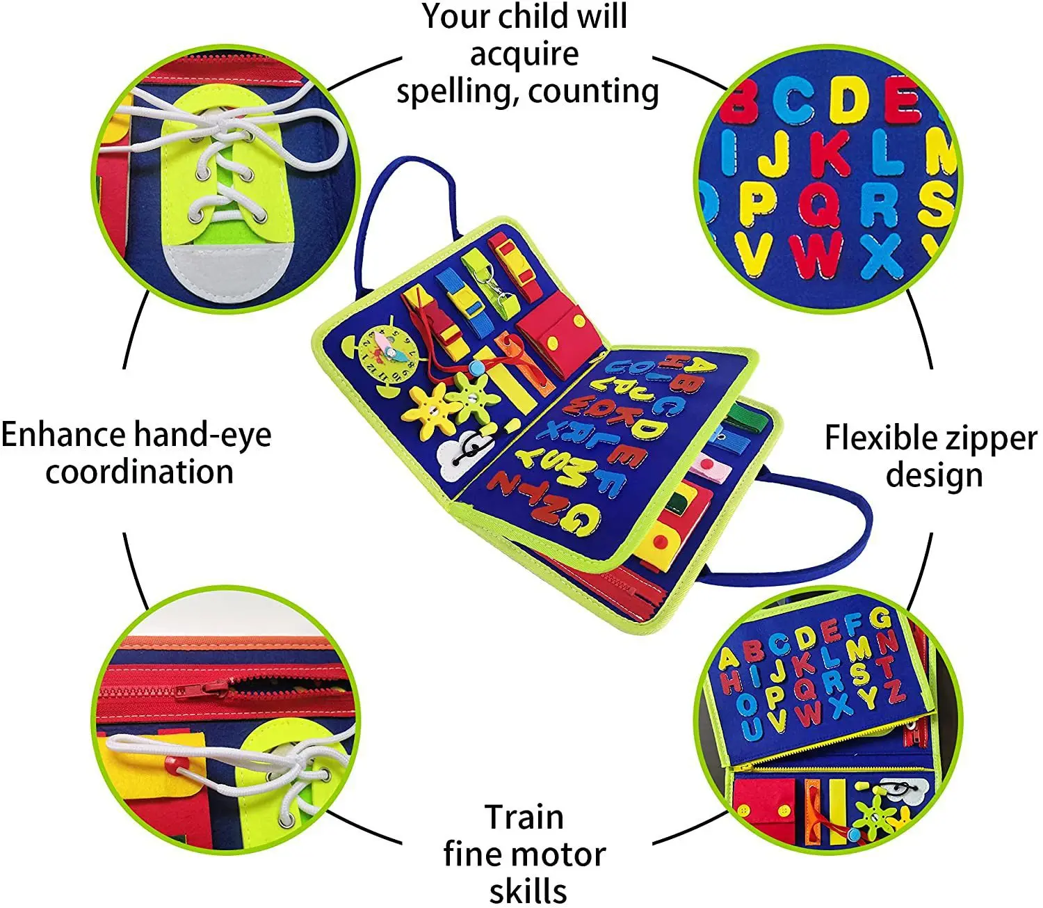 DIY Montessori Toys For Toddlers Foldable Sensory Autism Toys Bag Toddler Activity Board Busy Book