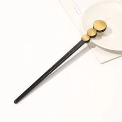 Korean metal discs pearls hairpin Girl fashion hairpins black Tortoiseshell acetate hair pin fork accessories for hair bun