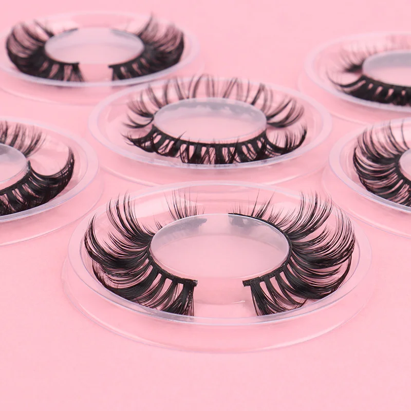 Hollyren Private Logo D Curl Russian Strip Eyelashes Vendor Wholesale Faux Mink Cruelty Free Vegan Volume Strip Lashes D Curl