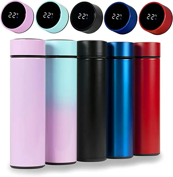 450ml Temperature Display Stainless Steel Smart Water Bottle Logo Custom Double Wall Insulated Thermal Cup Vacuum Flask